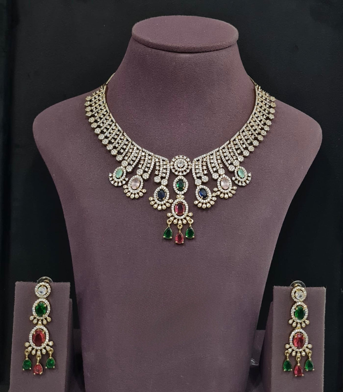 Cz Necklace 11109 - KRISHNA'S SWETA JEWELLERY