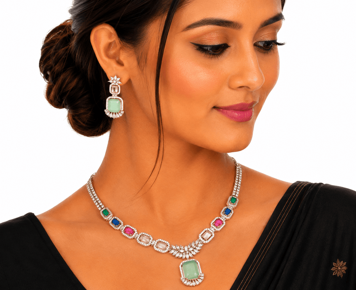 Cz Necklace 11111 - KRISHNA'S SWETA JEWELLERY