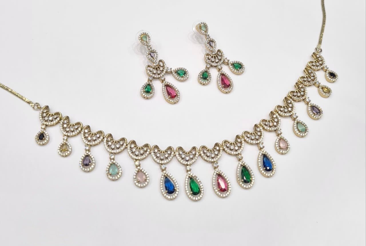 Cz Necklace 11114 - KRISHNA'S SWETA JEWELLERY