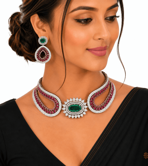 Cz Necklace 11115 - KRISHNA'S SWETA JEWELLERY