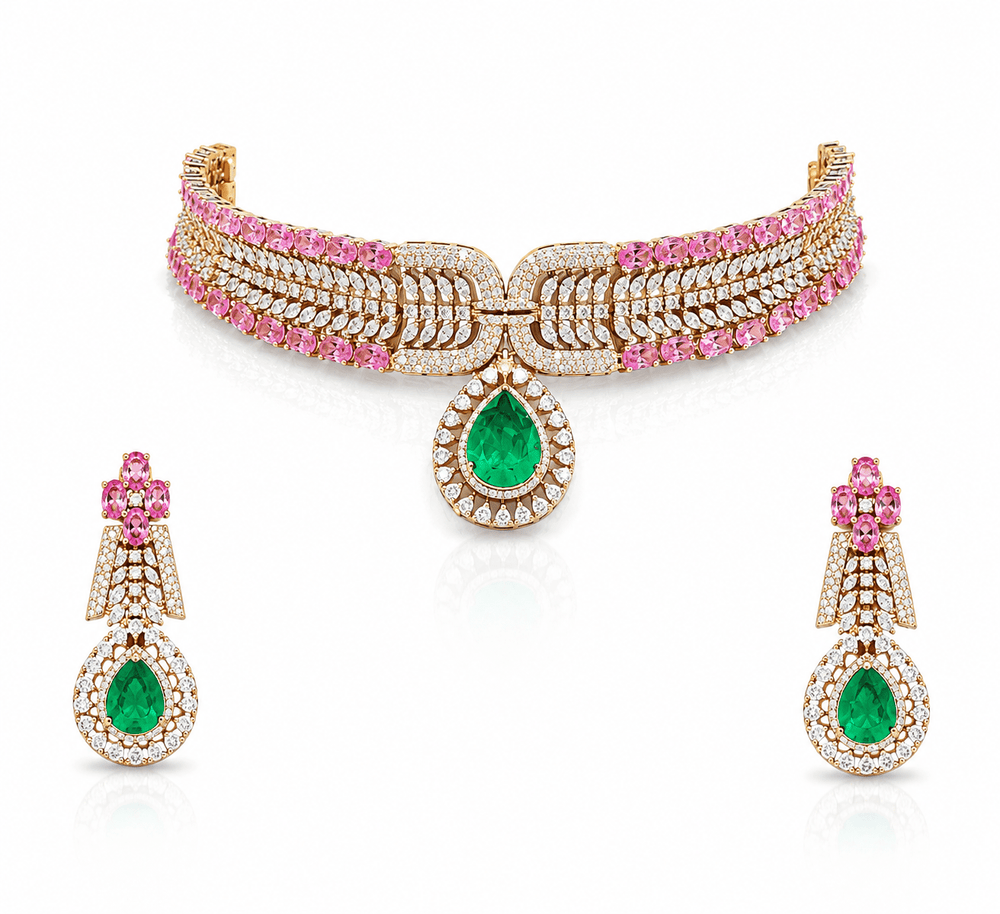 Cz Necklace 11204 - KRISHNA'S SWETA JEWELLERY