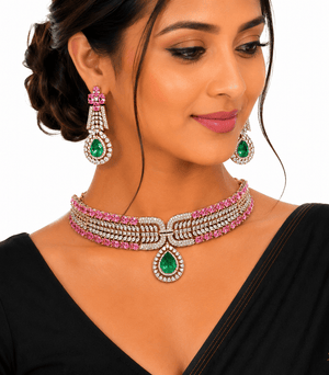 Cz Necklace 11204 - KRISHNA'S SWETA JEWELLERY