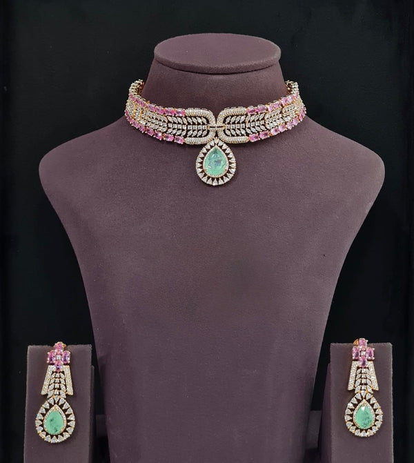 Cz Necklace 11204 - KRISHNA'S SWETA JEWELLERY