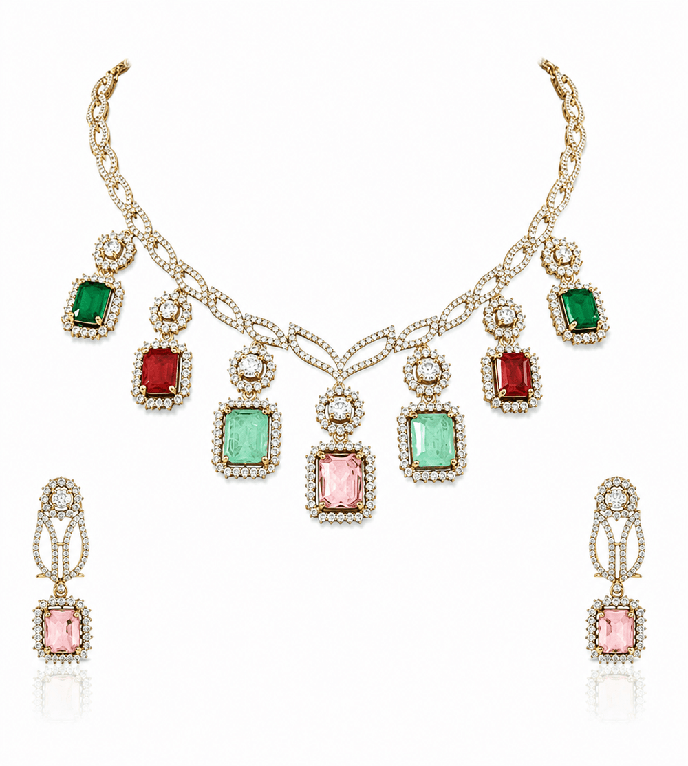 Cz Necklace 11228 - KRISHNA'S SWETA JEWELLERY