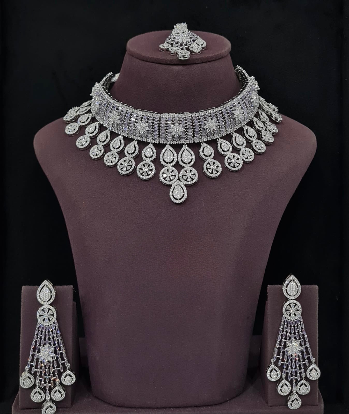 Cz Necklace 11406 - KRISHNA'S SWETA JEWELLERY