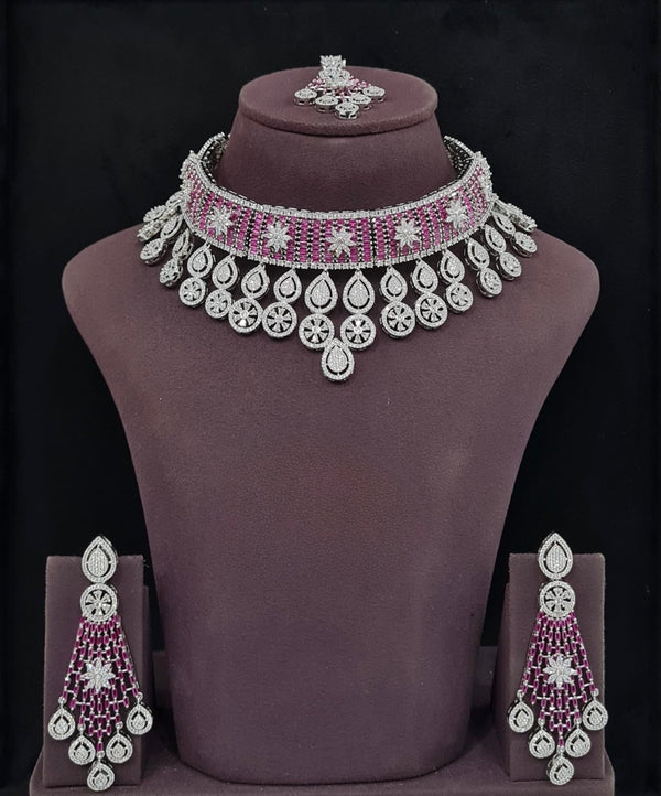 Cz Necklace 11406 - KRISHNA'S SWETA JEWELLERY