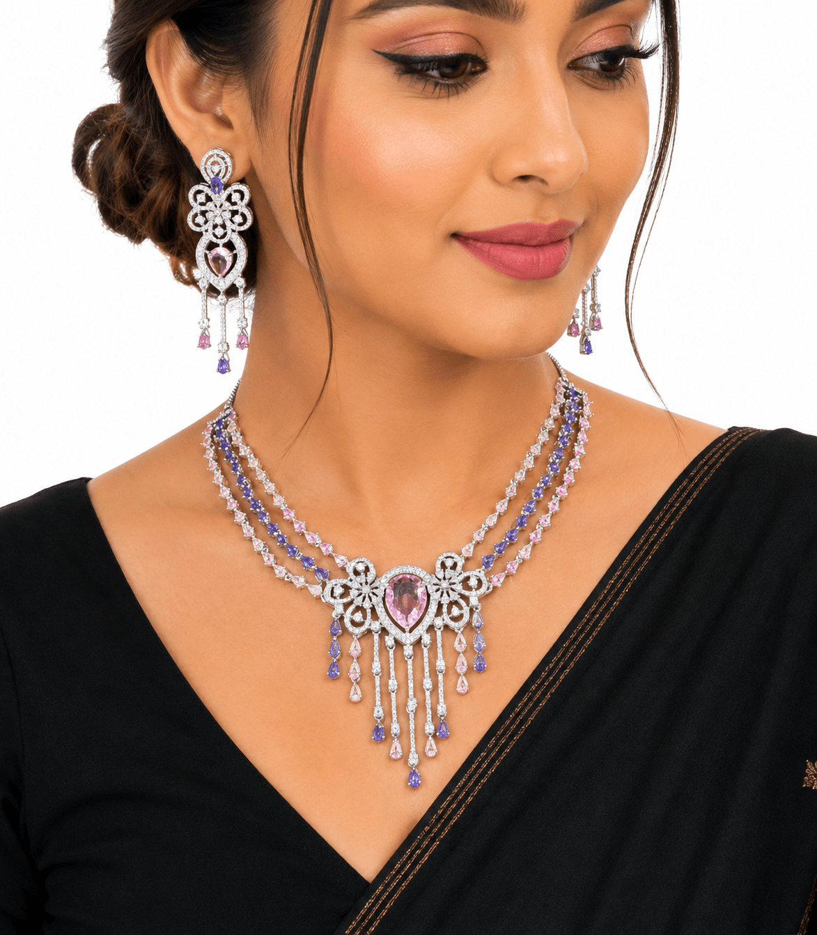 Cz Necklace 11410 - KRISHNA'S SWETA JEWELLERY