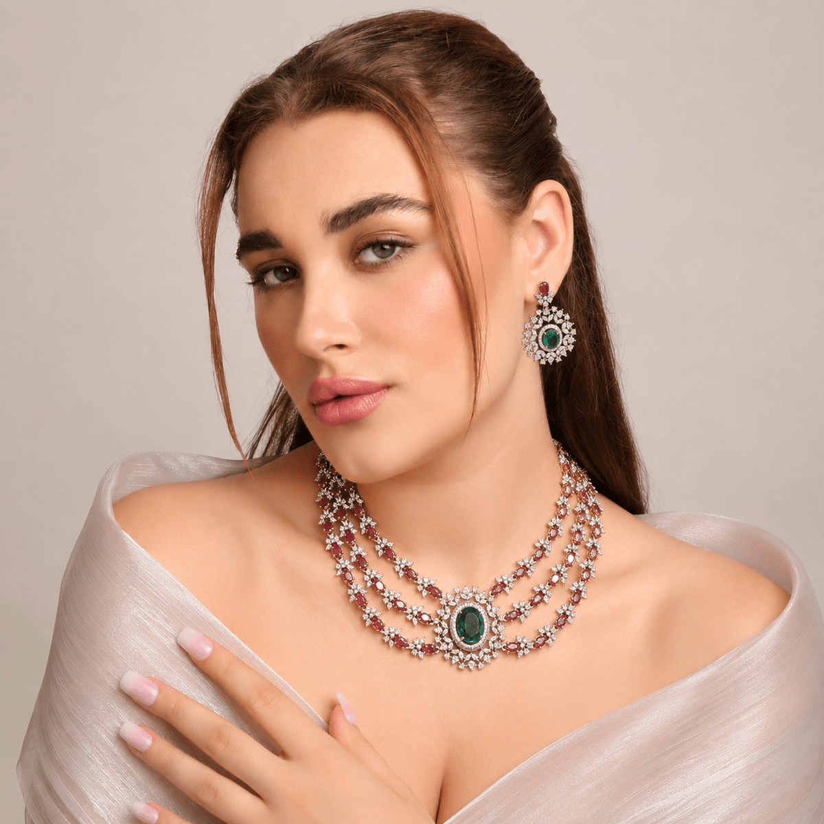 Cz Necklace 11424 - Krishna's Sweta Jewellery
