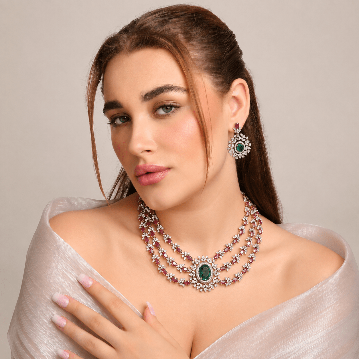 Cz Necklace 11424 - Krishna's Sweta Jewellery