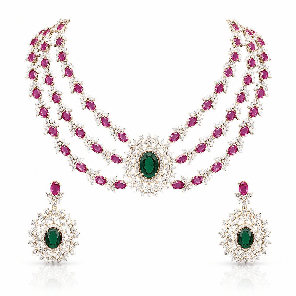 Cz Necklace 11424 - KRISHNA'S SWETA JEWELLERY