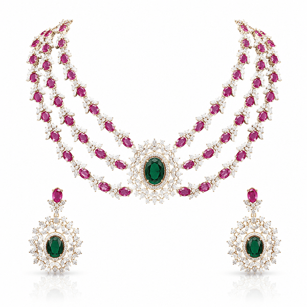 Cz Necklace 11424 - KRISHNA'S SWETA JEWELLERY