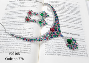 Cz Necklace set 02105 - KRISHNA'S SWETA JEWELLERY