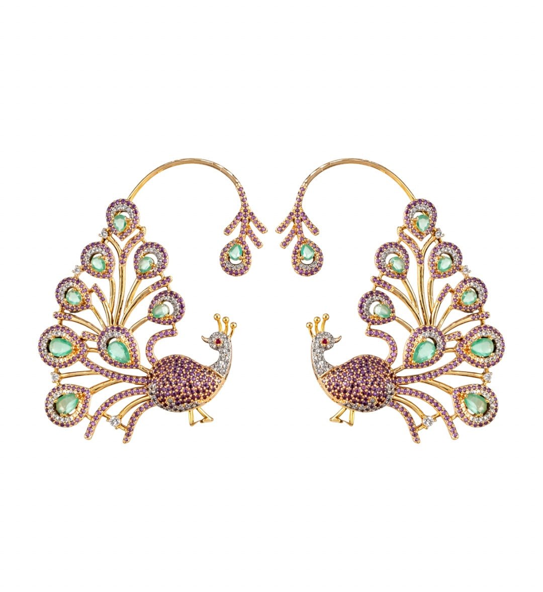 Cz Peacock Earcuff 09326 - KRISHNA'S SWETA JEWELLERY
