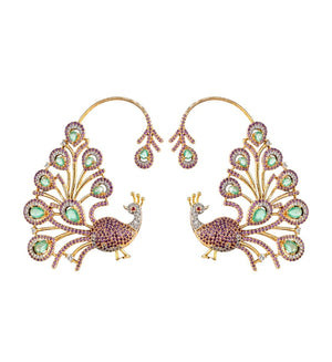 Cz Peacock Earcuff 09326 - KRISHNA'S SWETA JEWELLERY