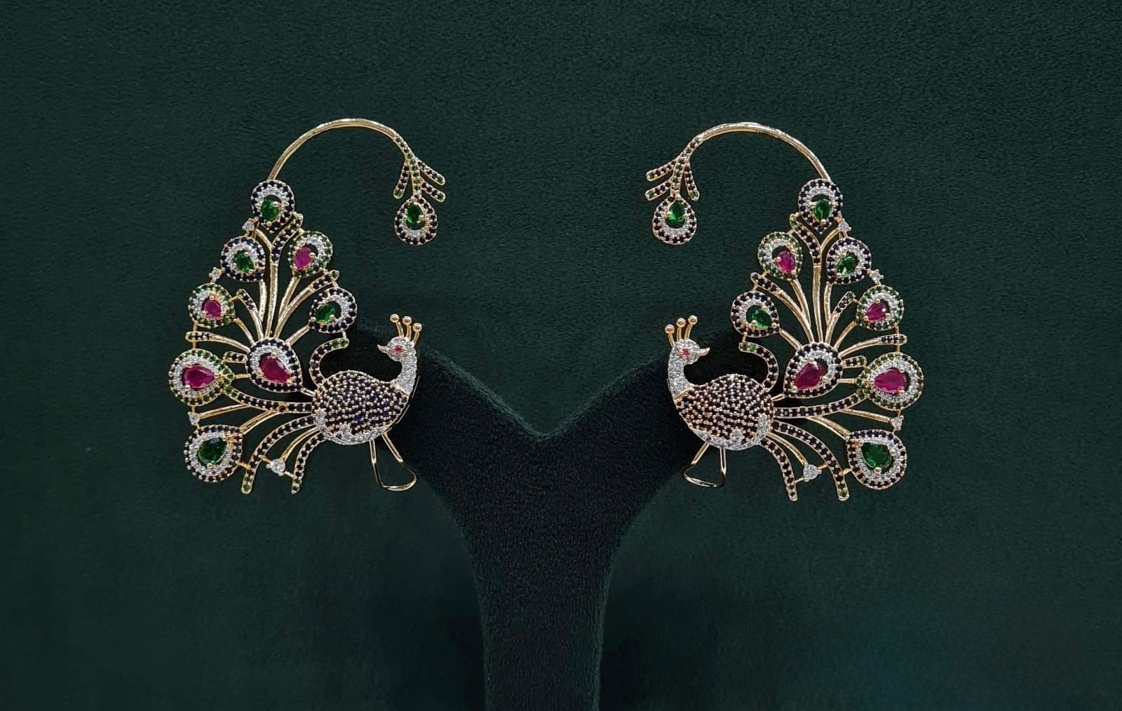 Cz Peacock Earcuff 09326 - KRISHNA'S SWETA JEWELLERY