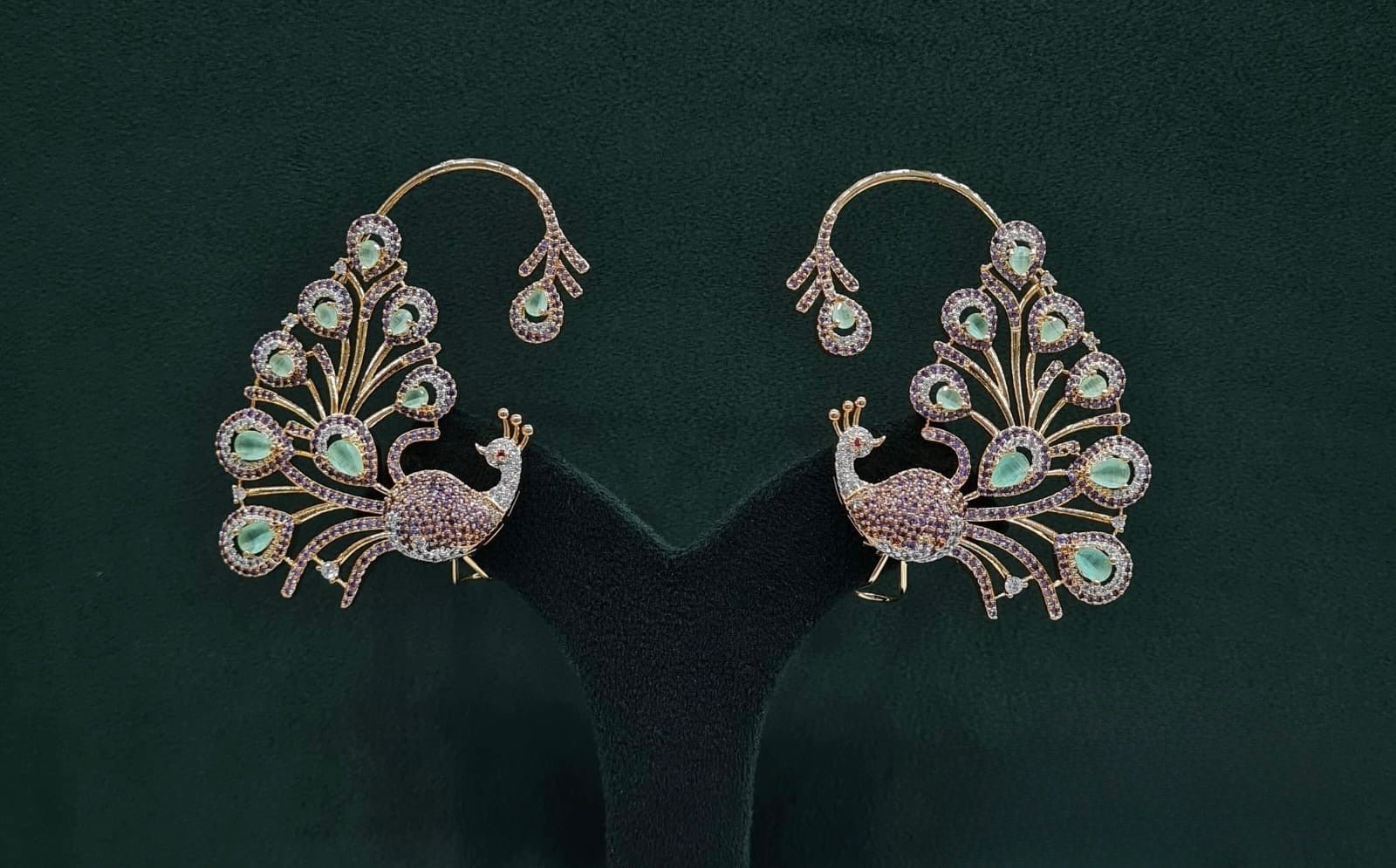 Cz Peacock Earcuff 09326 - KRISHNA'S SWETA JEWELLERY