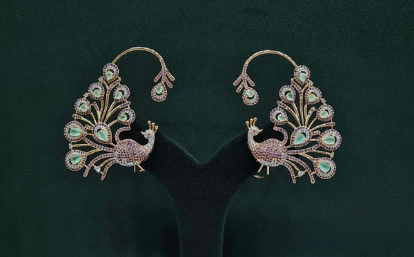 Cz Peacock Earcuff 09326 - KRISHNA'S SWETA JEWELLERY