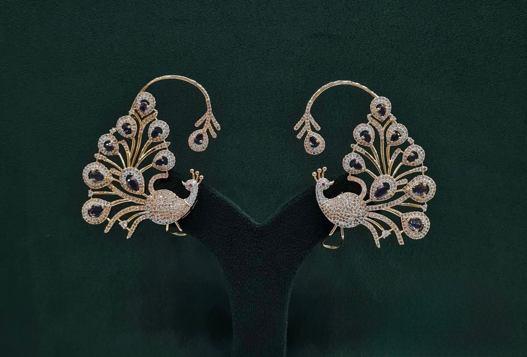 Cz Peacock Earcuff 09326 - KRISHNA'S SWETA JEWELLERY