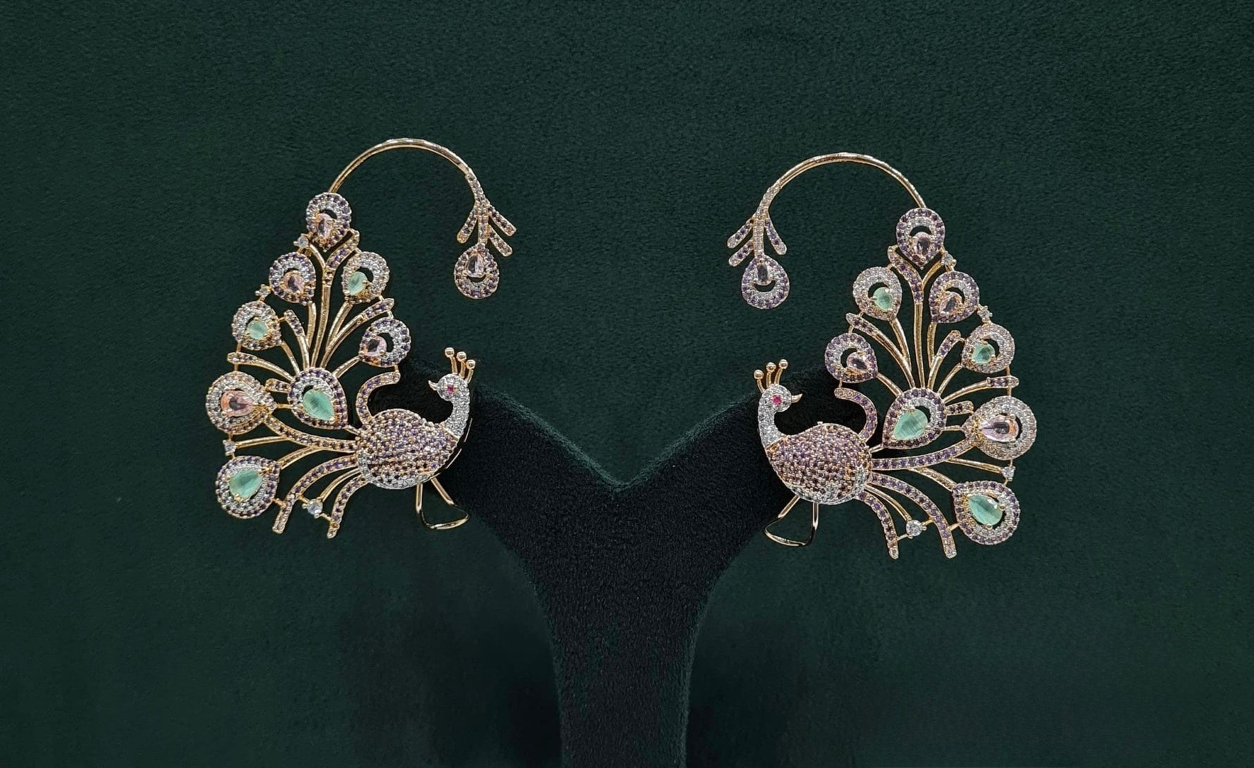Cz Peacock Earcuff 09326 - KRISHNA'S SWETA JEWELLERY