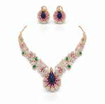 Cz Peacock Necklace 10377 - KRISHNA'S SWETA JEWELLERY
