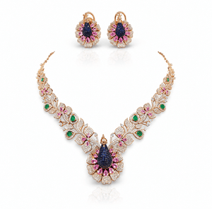 Cz Peacock Necklace 10377 - KRISHNA'S SWETA JEWELLERY