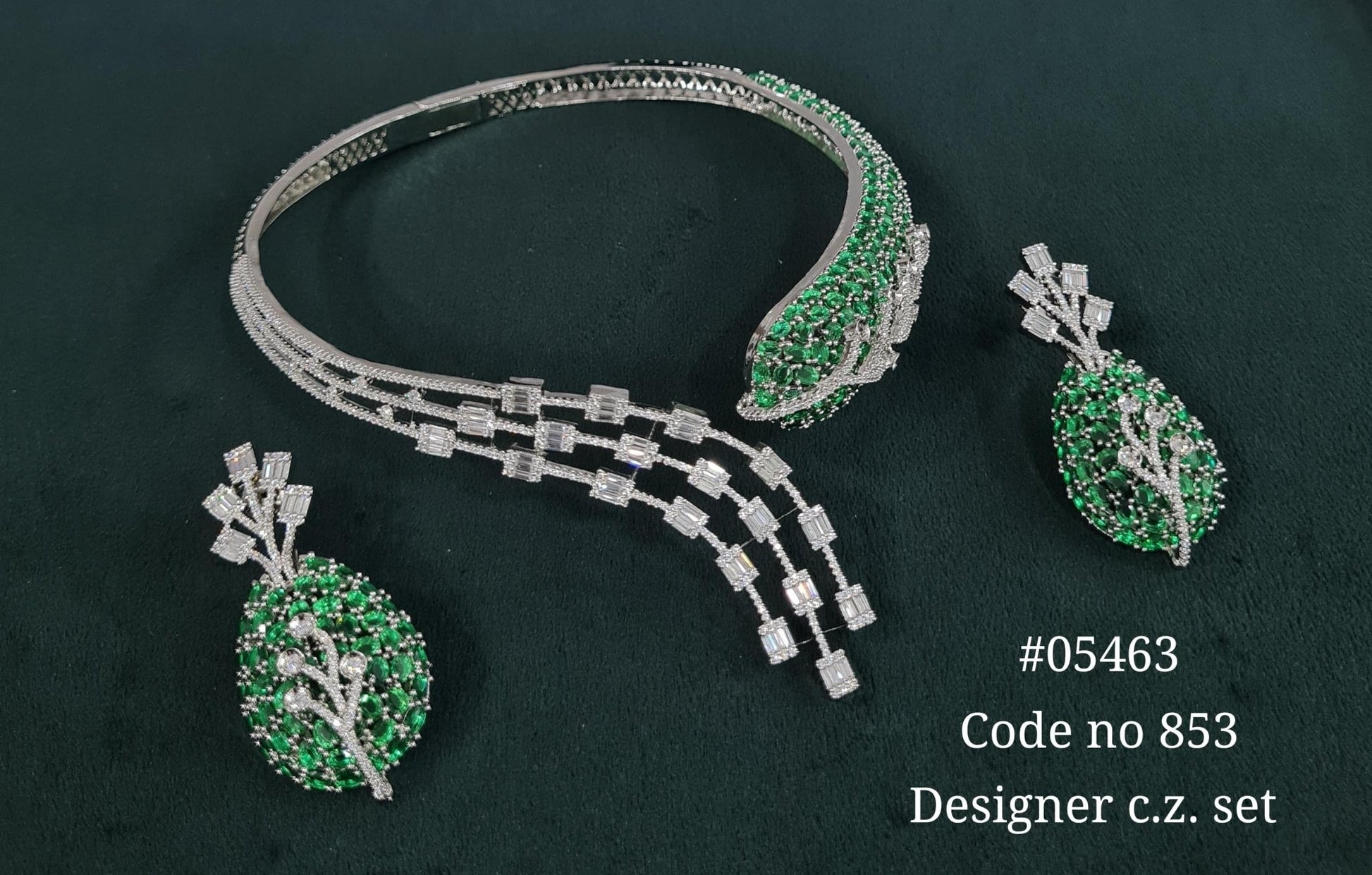 Cz Statement Necklace 05463 - KRISHNA'S SWETA JEWELLERY