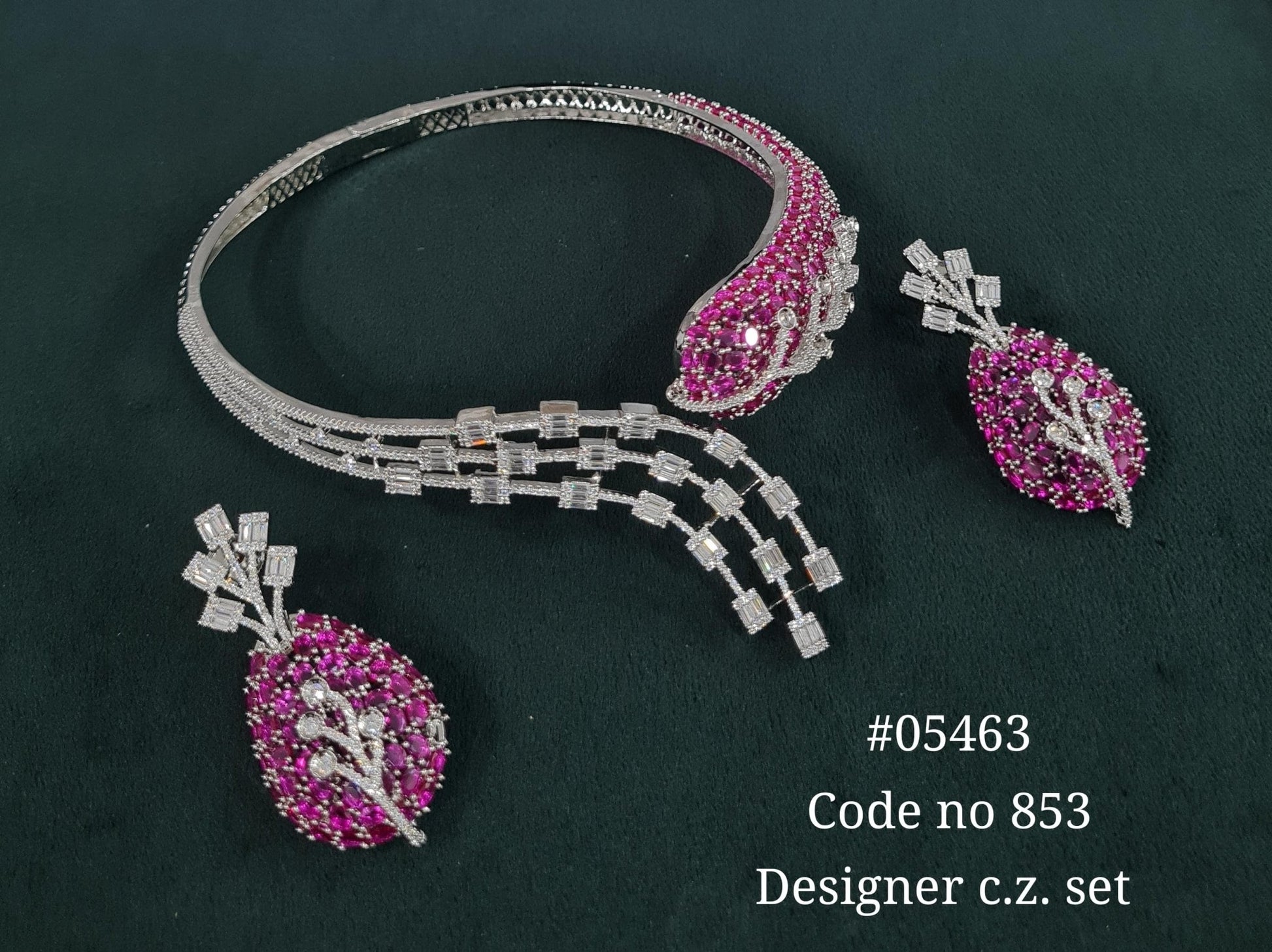 Cz Statement Necklace 05463 - KRISHNA'S SWETA JEWELLERY