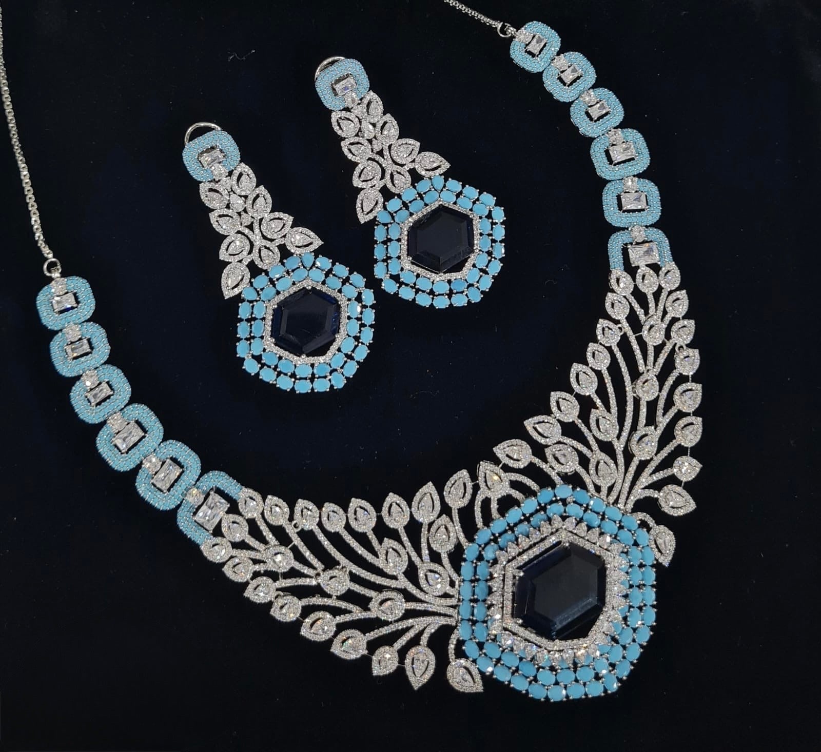Cz Statement Necklace 06017 - KRISHNA'S SWETA JEWELLERY
