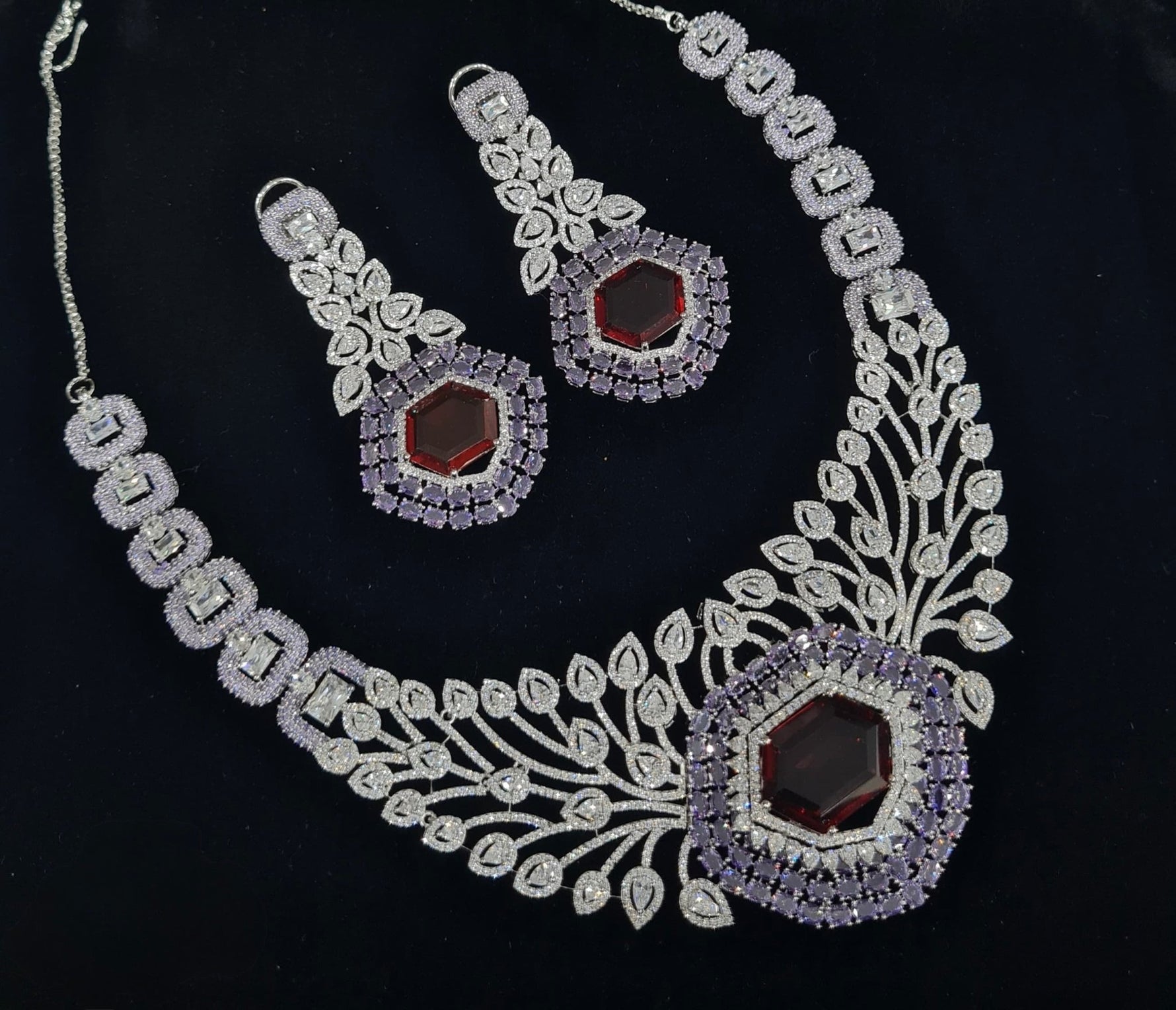 Cz Statement Necklace 06017 - KRISHNA'S SWETA JEWELLERY