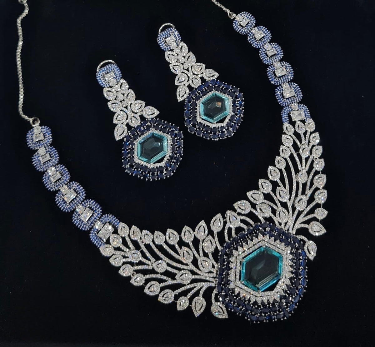 Cz Statement Necklace 06017 - KRISHNA'S SWETA JEWELLERY