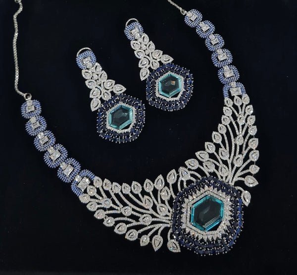 Cz Statement Necklace 06017 - KRISHNA'S SWETA JEWELLERY