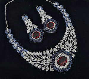 Cz Statement Necklace 06017 - KRISHNA'S SWETA JEWELLERY
