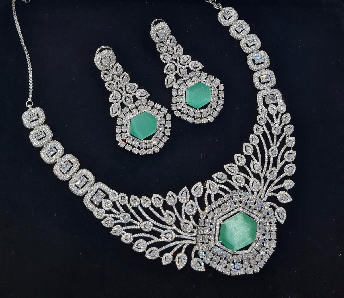 Cz Statement Necklace 06017 - KRISHNA'S SWETA JEWELLERY