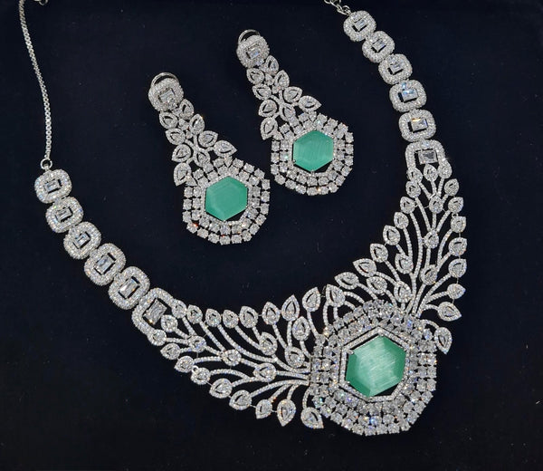 Cz Statement Necklace 06017 - KRISHNA'S SWETA JEWELLERY