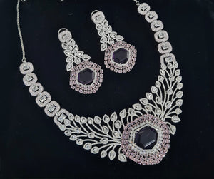 Cz Statement Necklace 06017 - KRISHNA'S SWETA JEWELLERY