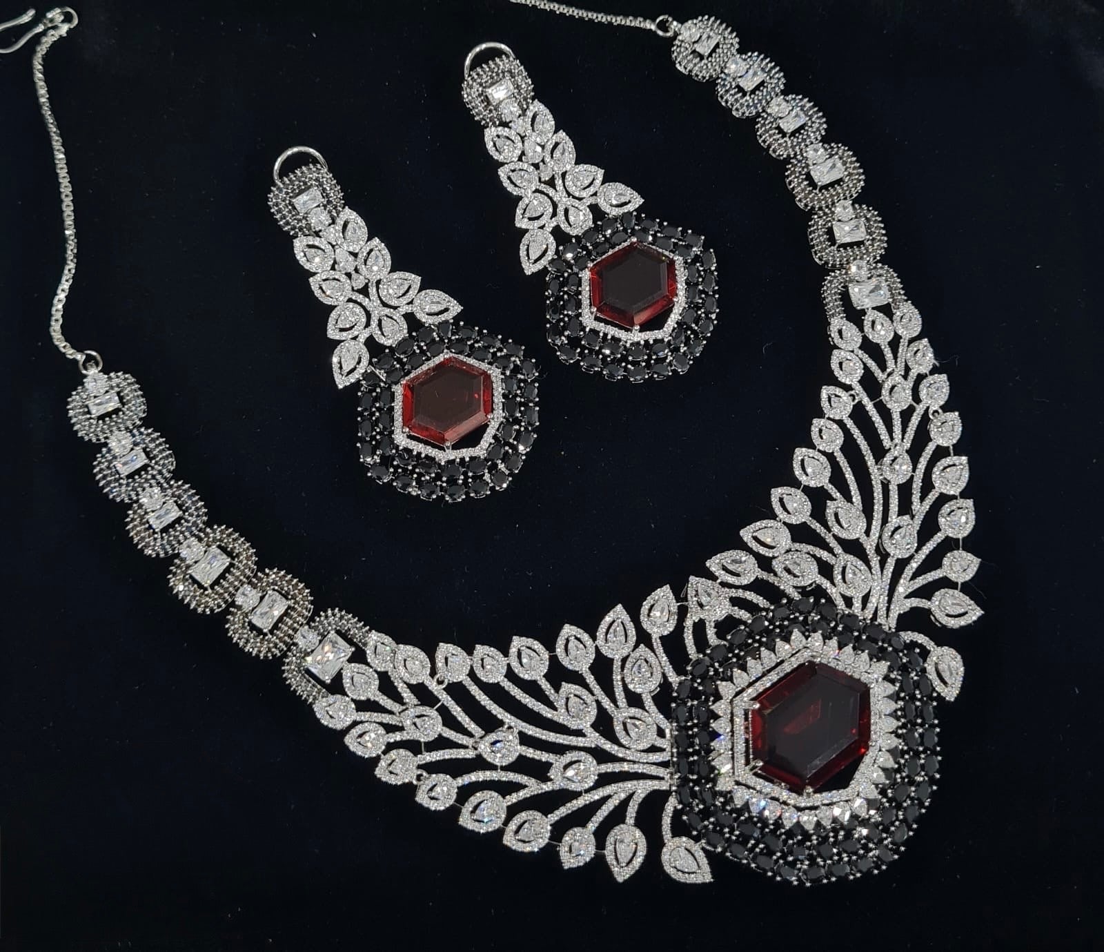Cz Statement Necklace 06017 - KRISHNA'S SWETA JEWELLERY