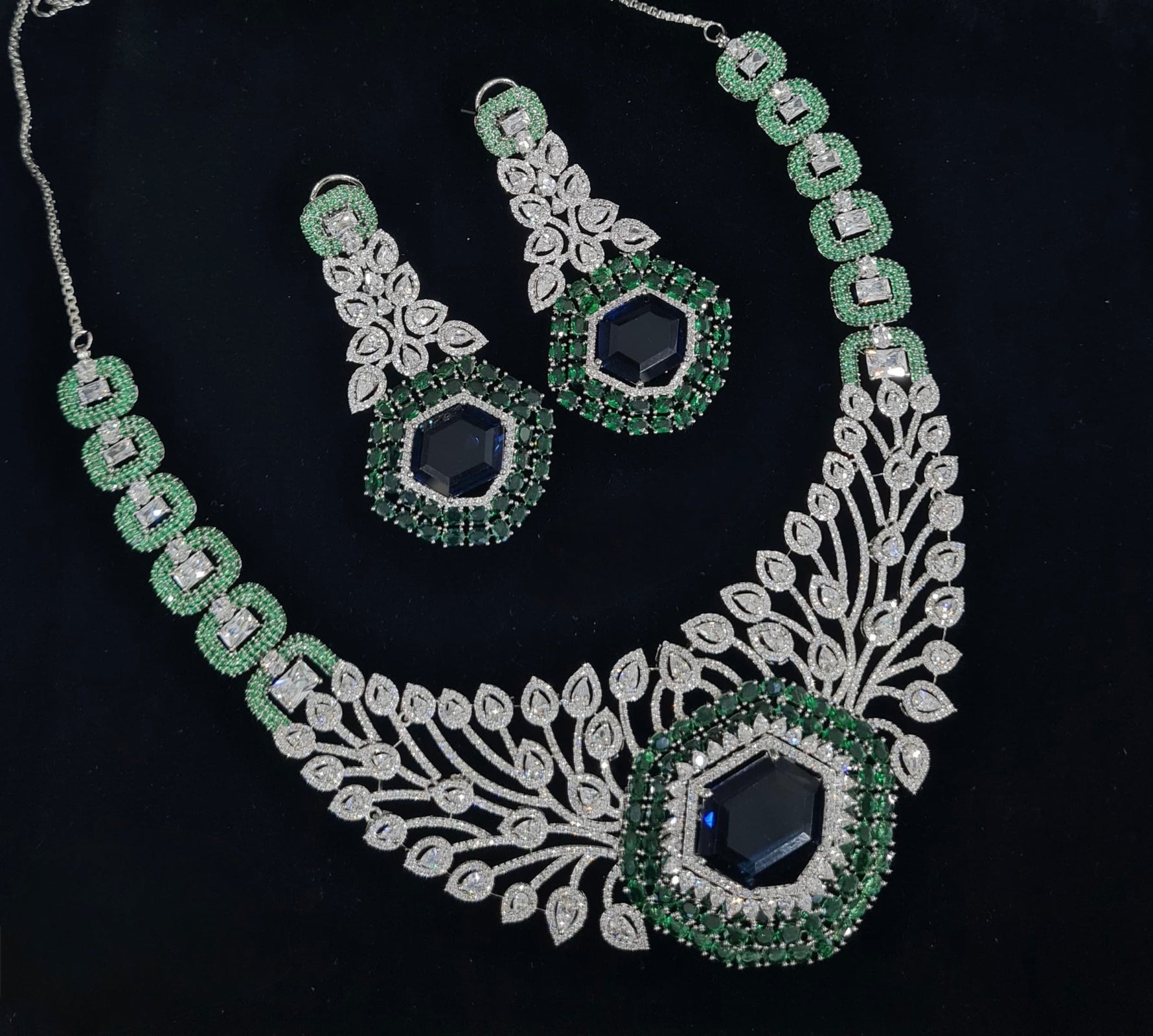 Cz Statement Necklace 06017 - KRISHNA'S SWETA JEWELLERY