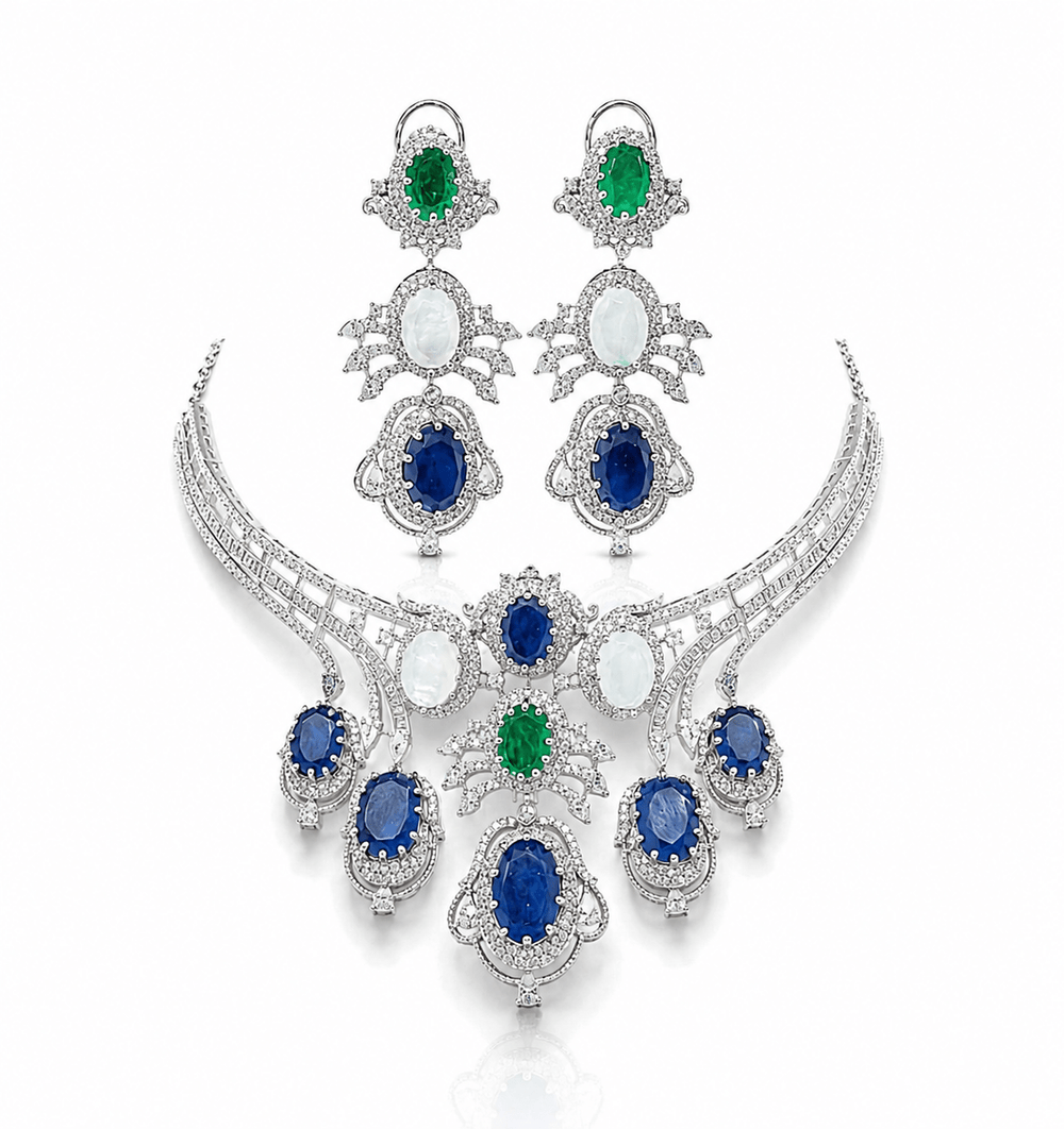 Cz Statement Necklace 09866 - KRISHNA'S SWETA JEWELLERY