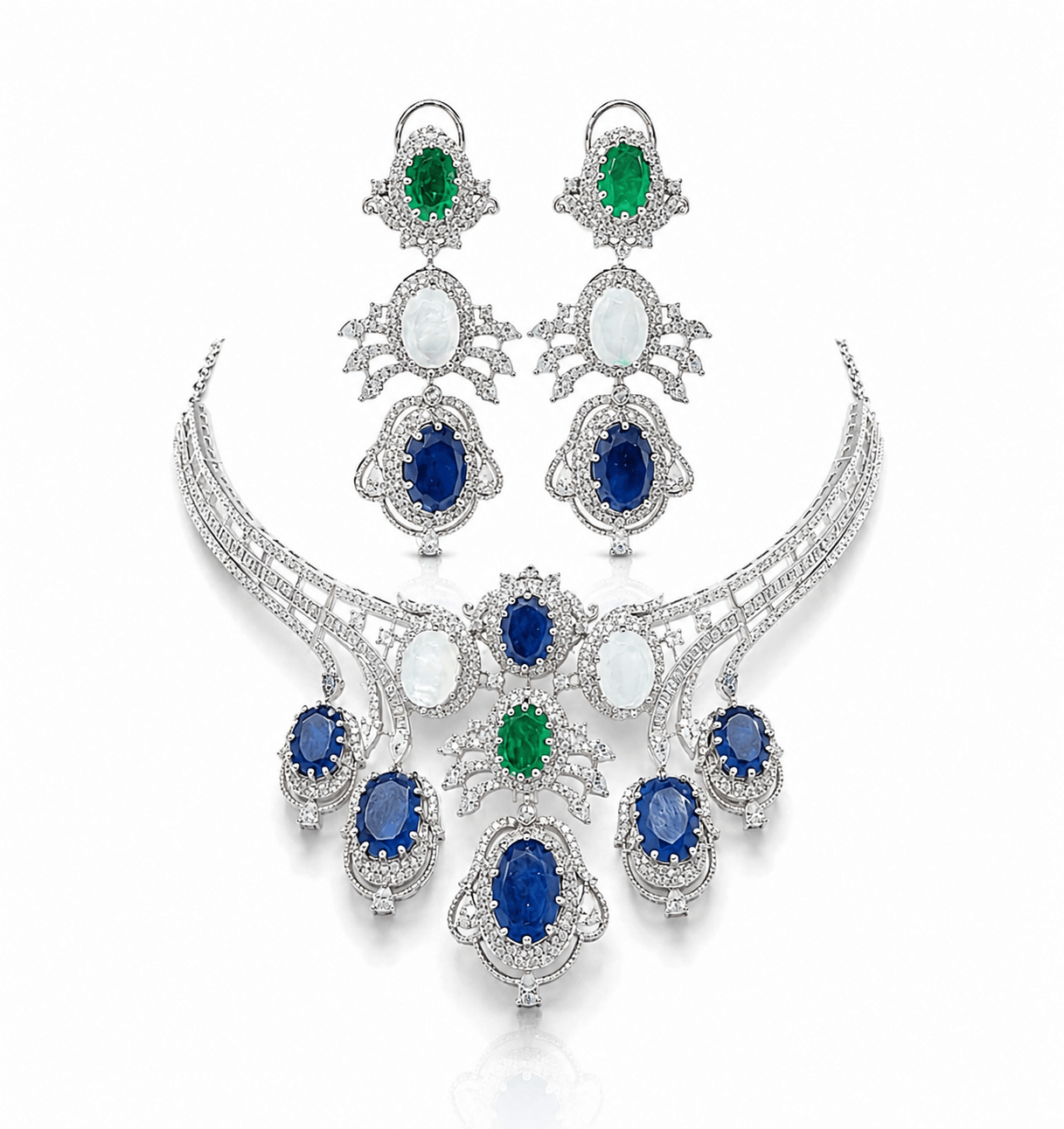 Cz Statement Necklace 09866 - KRISHNA'S SWETA JEWELLERY