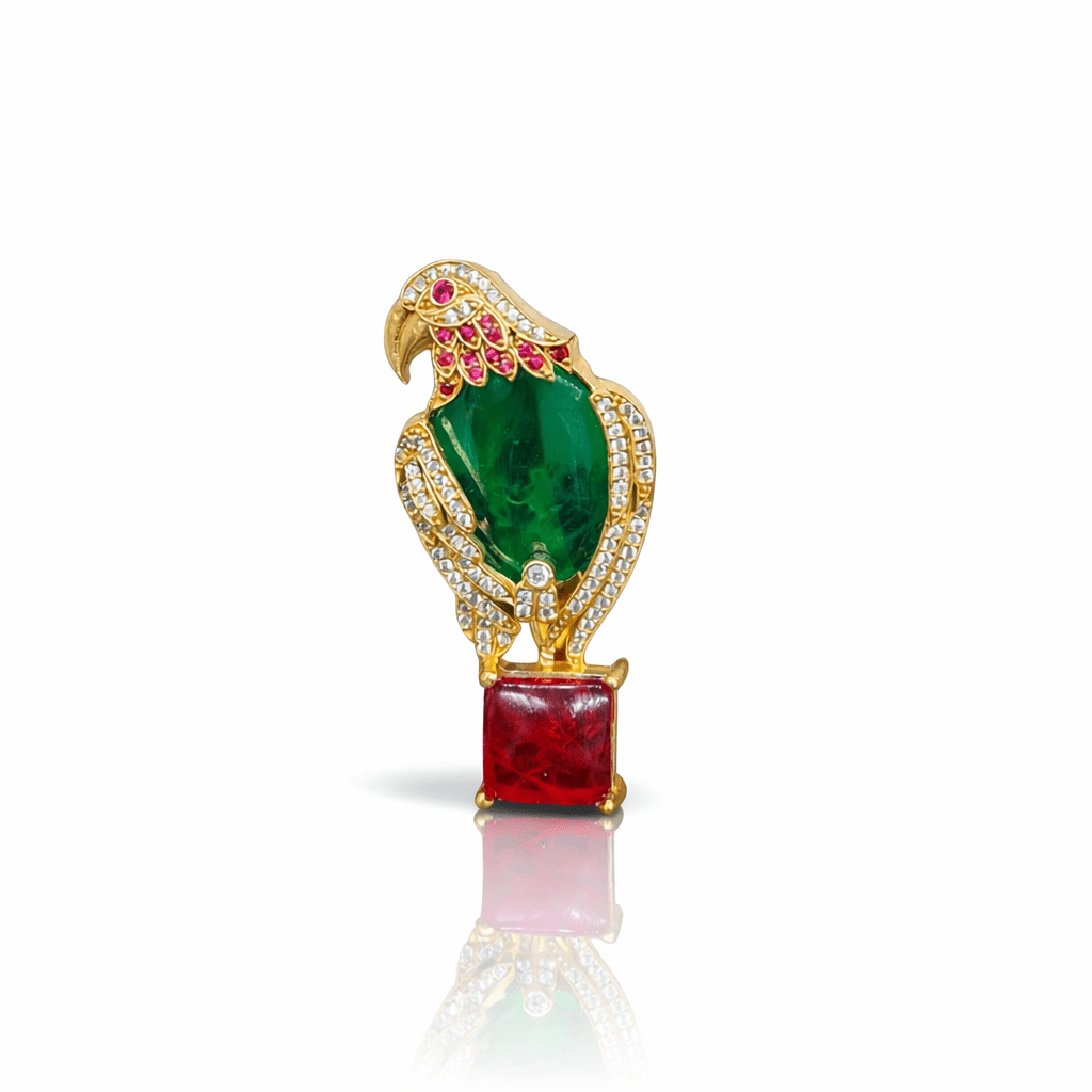 Doublet Parrot Brooch 09307 - KRISHNA'S SWETA JEWELLERY