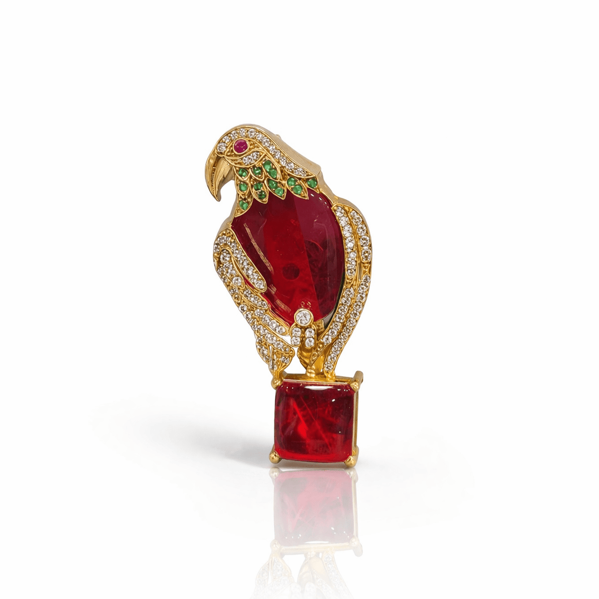 Doublet Parrot Brooch 09307 - KRISHNA'S SWETA JEWELLERY
