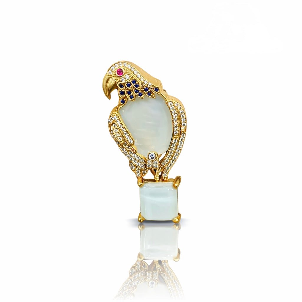 Doublet Parrot Brooch 09307 - KRISHNA'S SWETA JEWELLERY