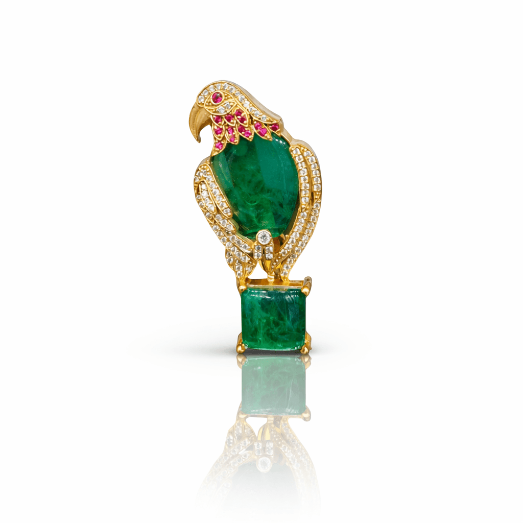 Doublet Parrot Brooch 09307 - KRISHNA'S SWETA JEWELLERY