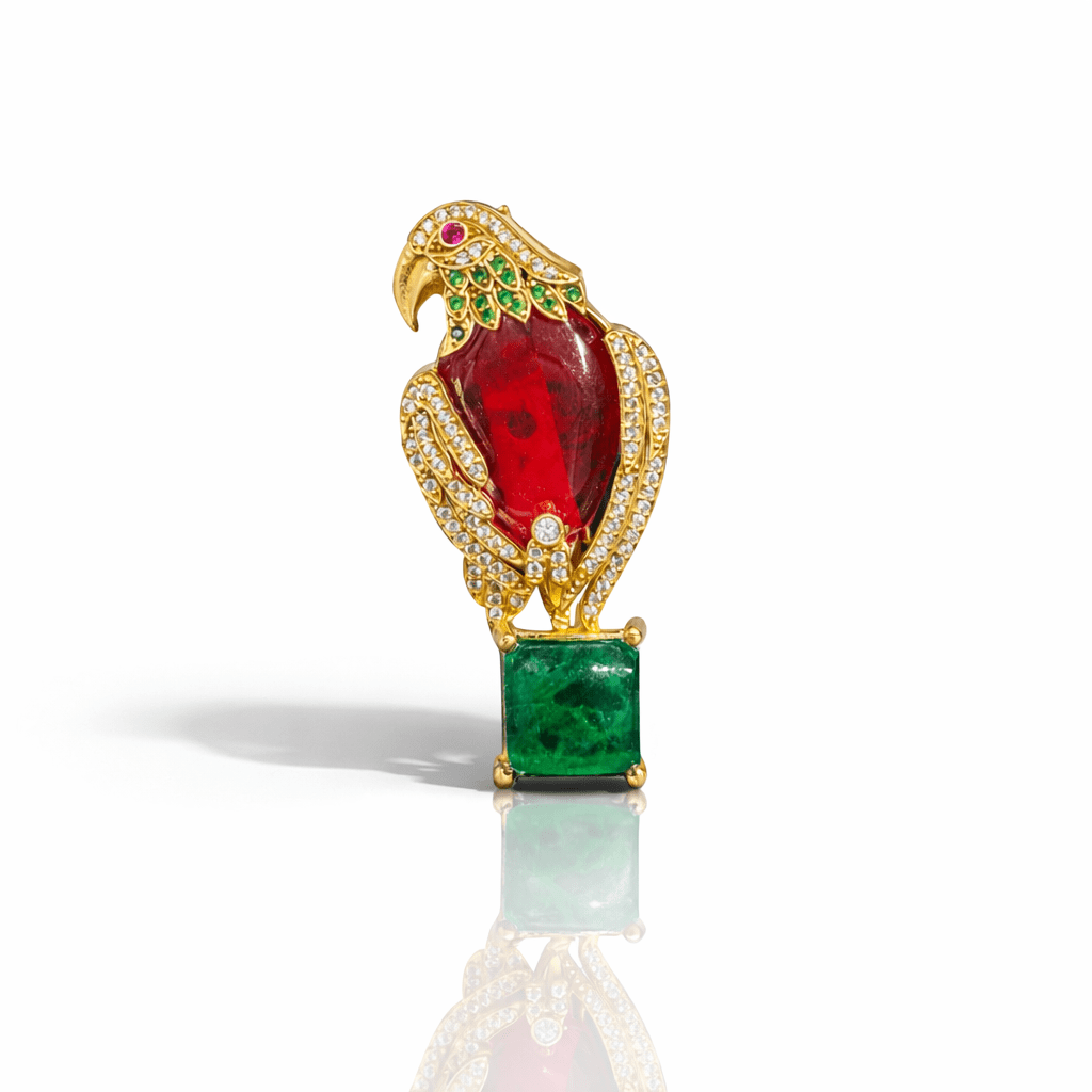 Doublet Parrot Brooch 09307 - KRISHNA'S SWETA JEWELLERY