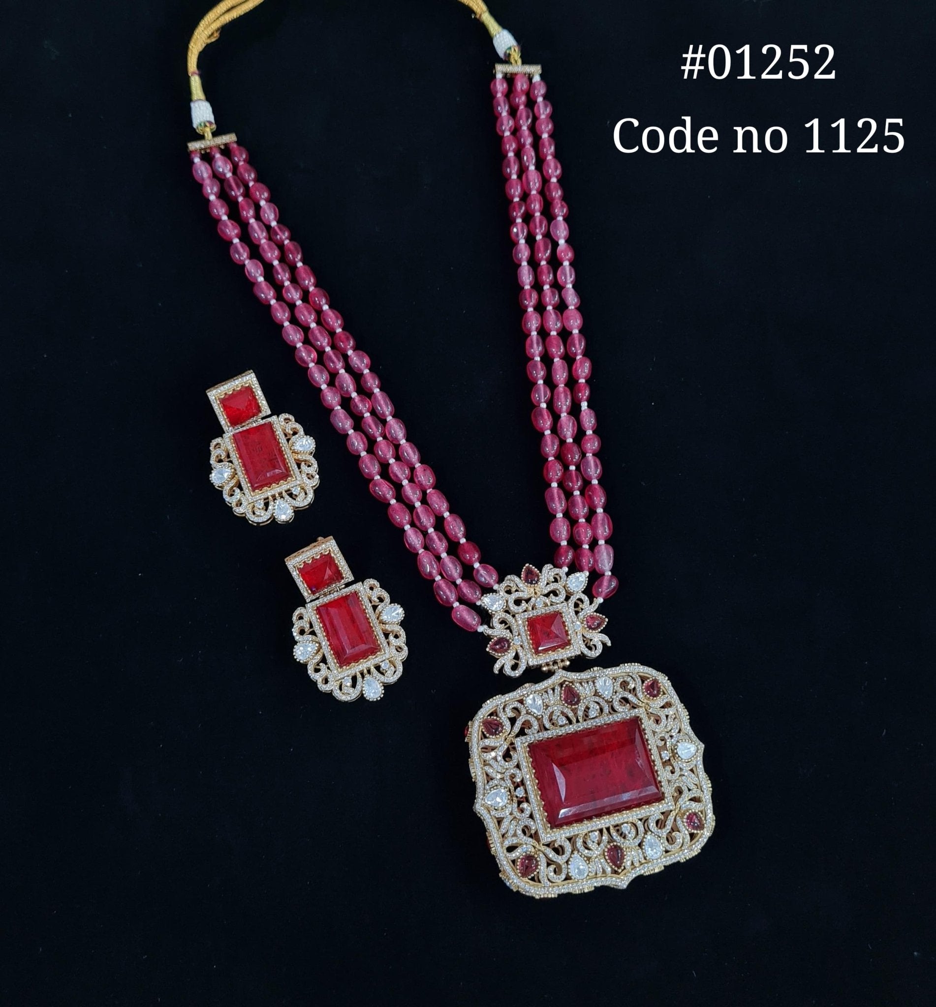 Doublet Pendant Long 01252 - KRISHNA'S SWETA JEWELLERY
