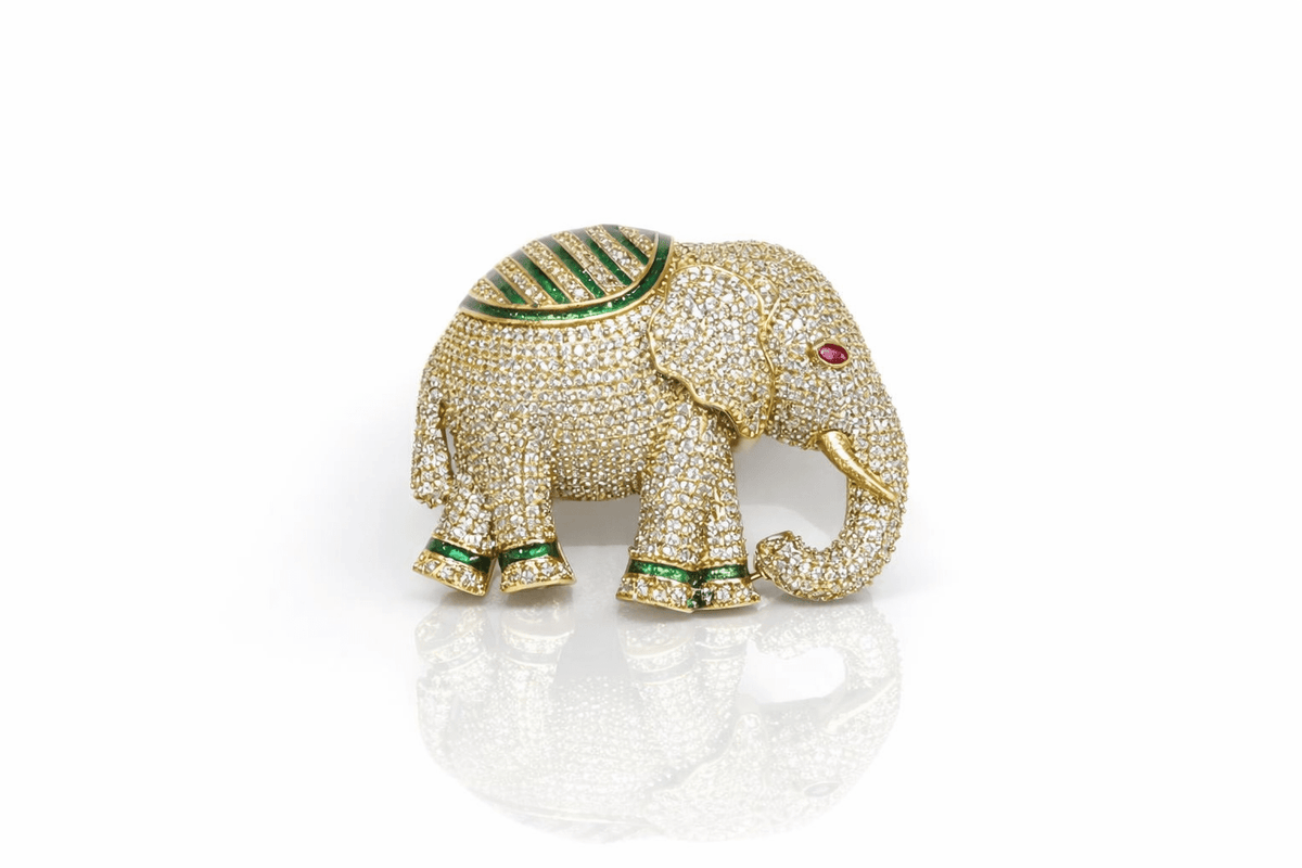 Elephant Brooch 03933 - KRISHNA'S SWETA JEWELLERY