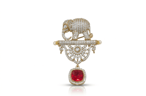 Elephant Doublet Brooch 02070 - KRISHNA'S SWETA JEWELLERY