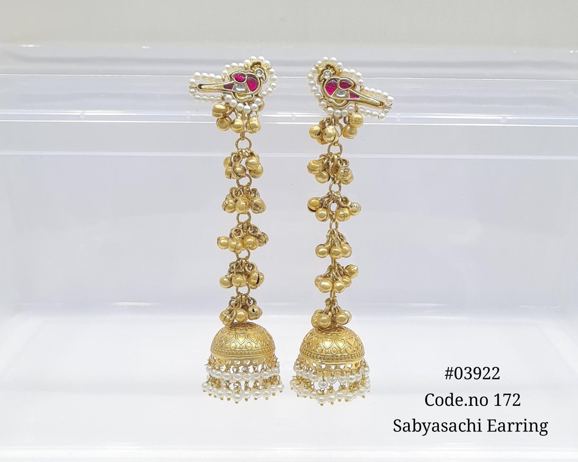 Golden Earrings 03922 - KRISHNA'S SWETA JEWELLERY
