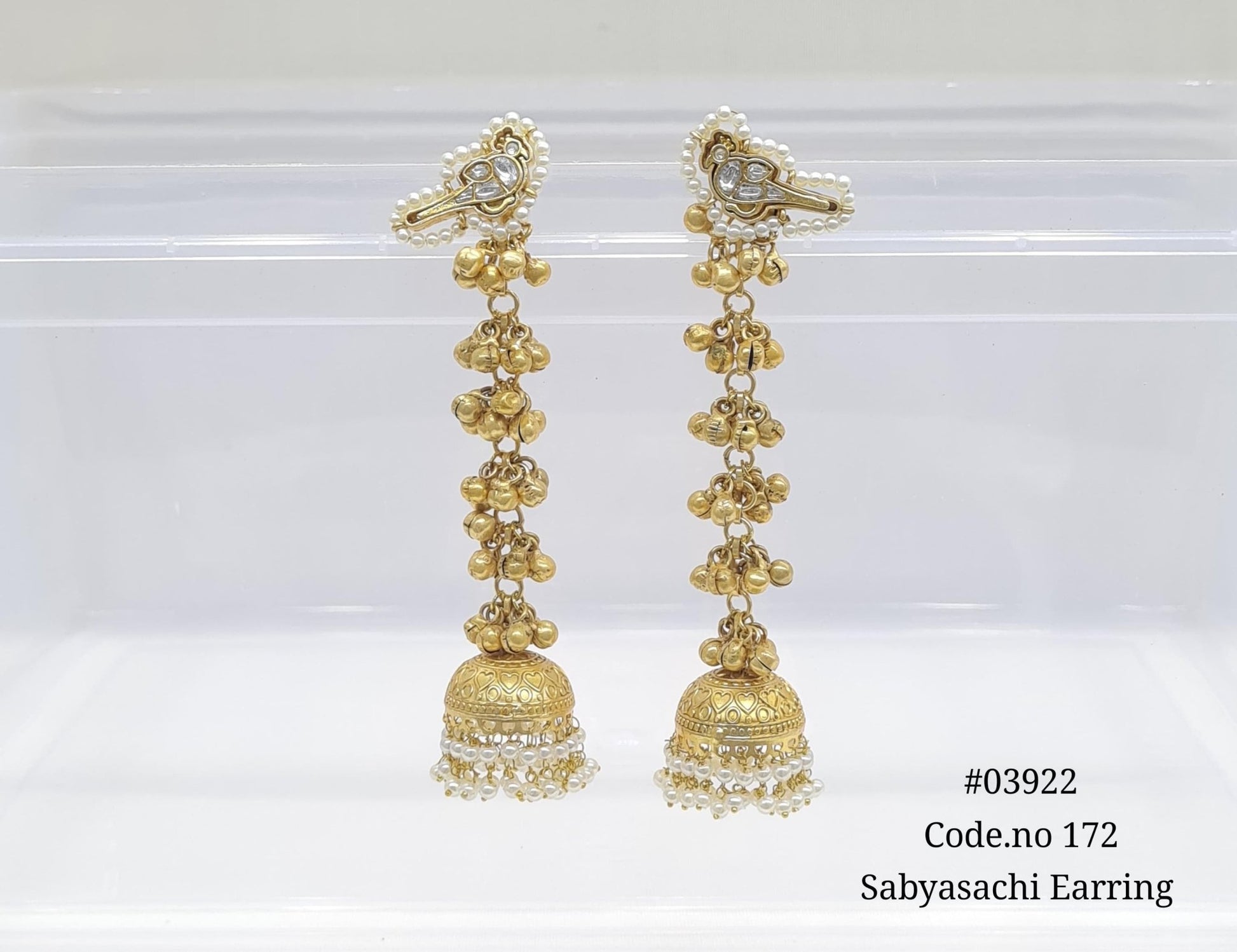 Golden Earrings 03922 - KRISHNA'S SWETA JEWELLERY