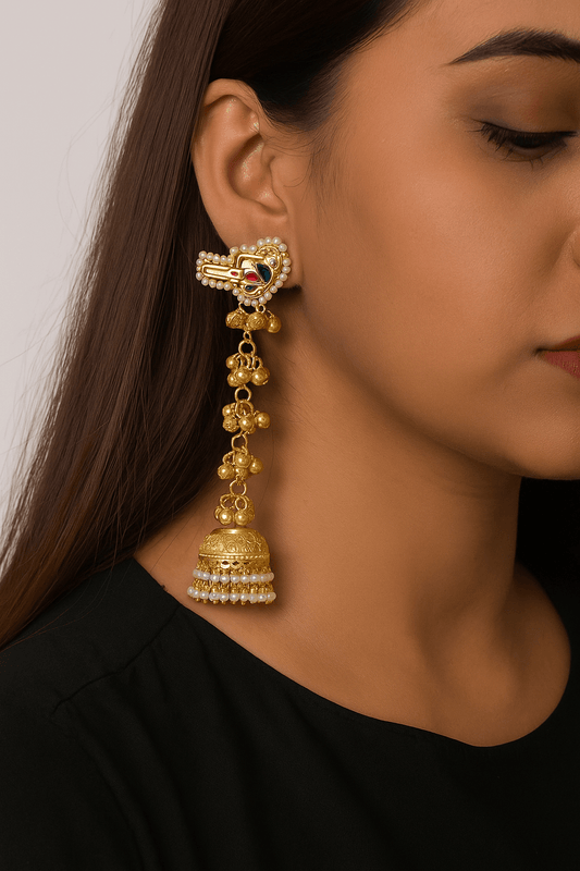 Golden Earrings 03922 - KRISHNA'S SWETA JEWELLERY